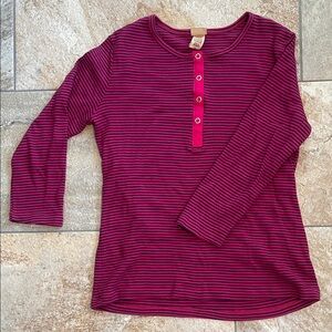 Covington Fuchsia and Black Striped Long Sleeve Henley